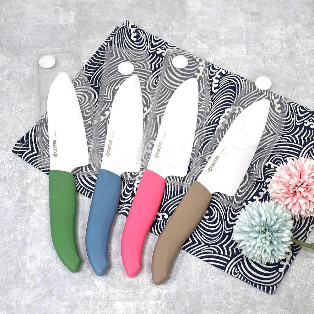 【KYOCERA京瓷】日本京瓷 經典莫蘭迪色系 抗菌多功能精密陶瓷刀 料理刀 廚房三德刀(14cm)-咖啡, , large