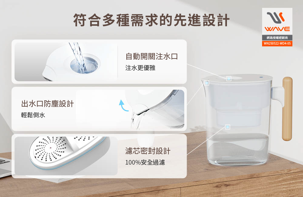 【Waterdrop】Chubby圓滾滾濾水壺3.5L PT-04(透明)+一年份濾心(內含一芯共四芯)送全聯禮券100元*1, , large