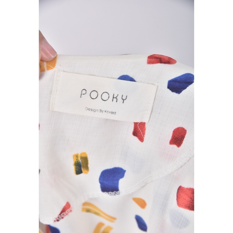 (S) pooky韓牌質感跳色白色長袖上衣二手衣, , large