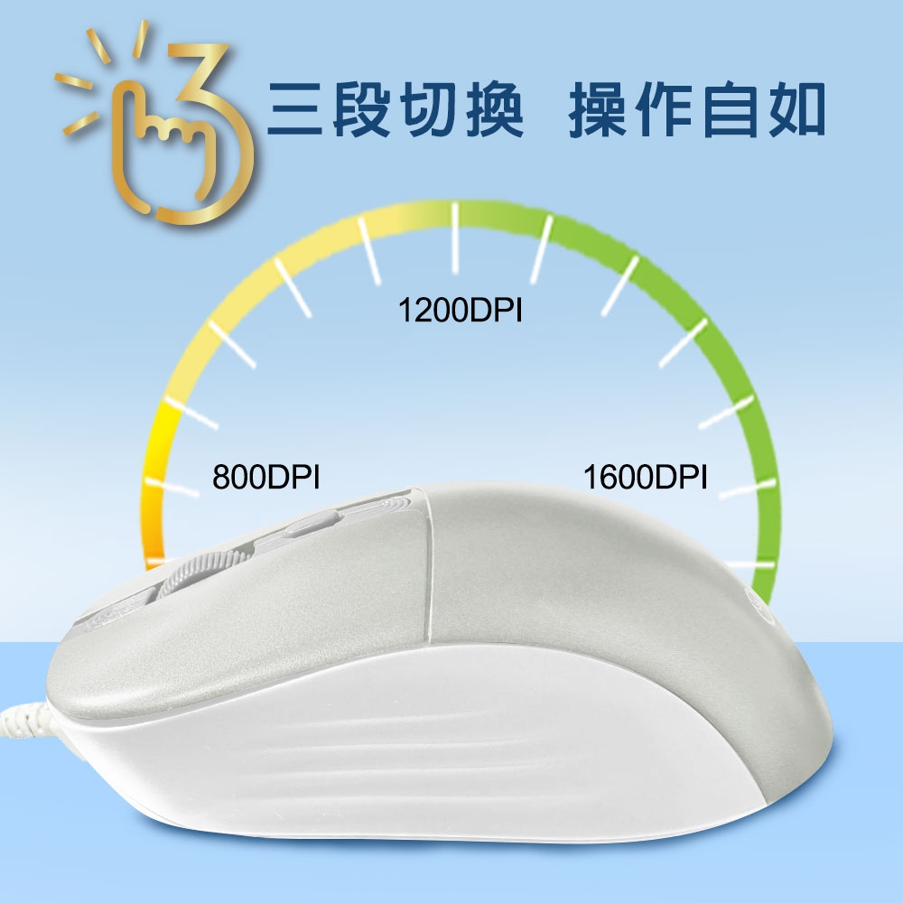 GliTTER GT-855 USB有線光學滑鼠 三段DPI調整 多鍵設計, , large
