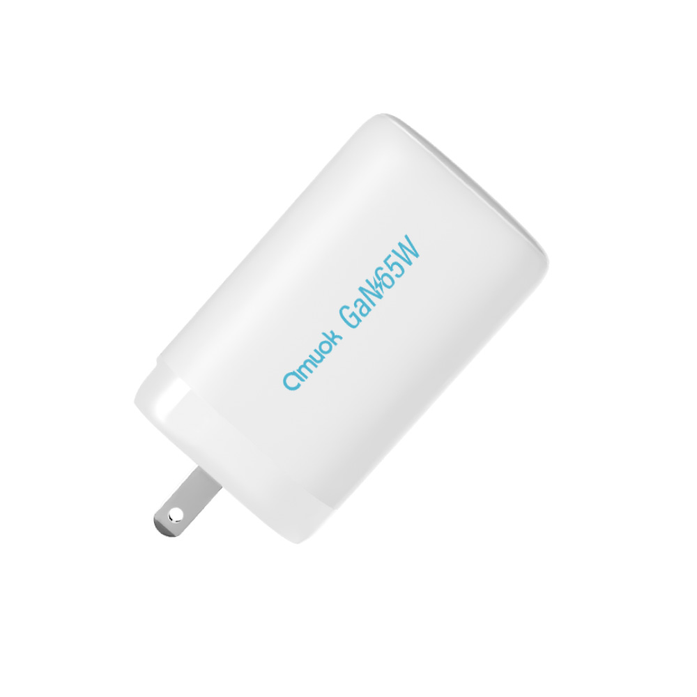 【amuok】65W GaN 氮化鎵快充充電器-白色(三孔充電器 快充頭 充電頭 旅充頭), , large