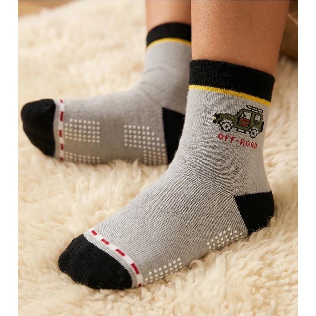 凱美棉業｜10雙 隨機出色 純棉止滑童襪 小小駕駛員款 汽車童襪 卡通童襪 可愛襪 男童女童襪 17-21cm, , large