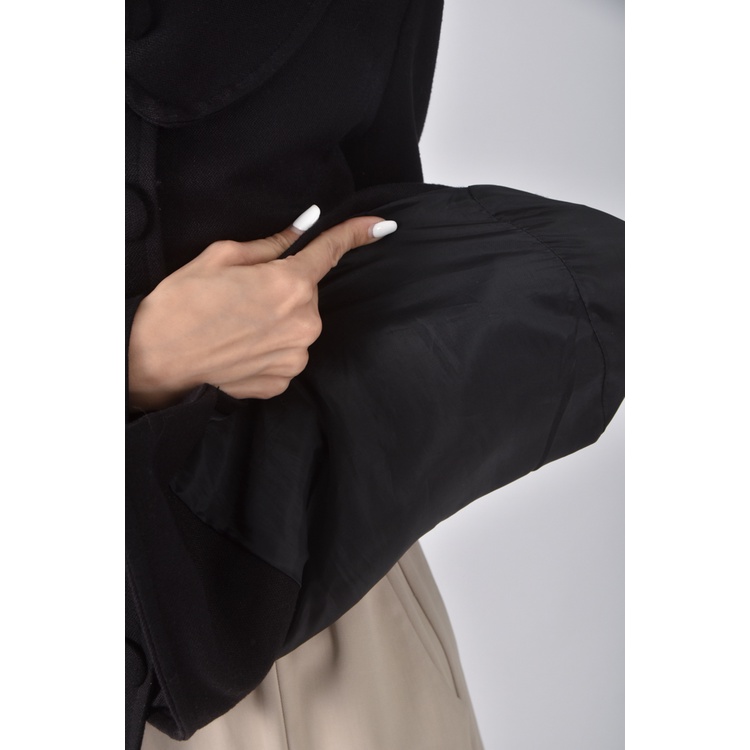 (S) let s go質感黑色綁帶外套二手衣, , large