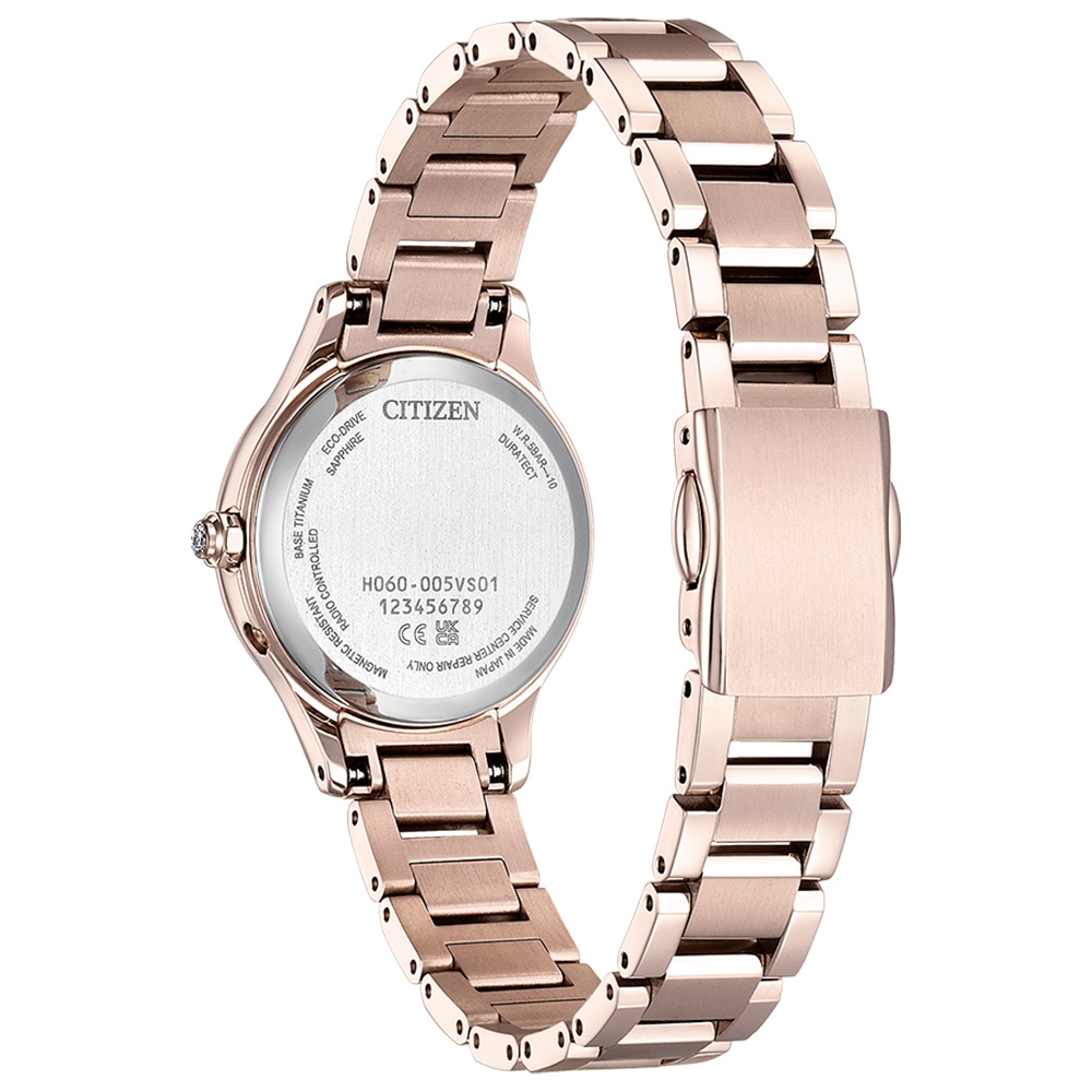 CITIZEN 星辰 XC 櫻花粉紅金 鈦 鑽石光動能電波女錶 ES9497-88X, , large