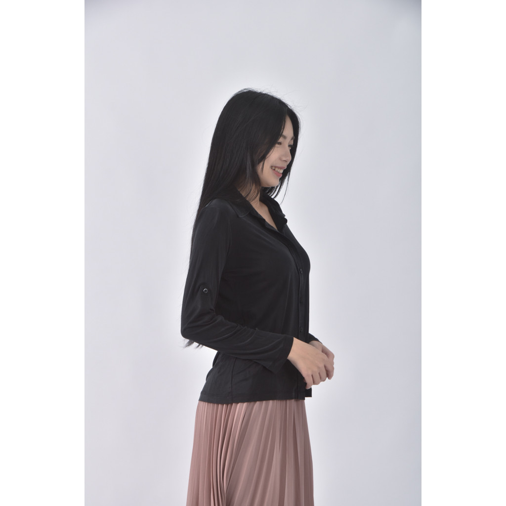 (S) danee西裝素面黑色襯衫上衣二手衣, , large