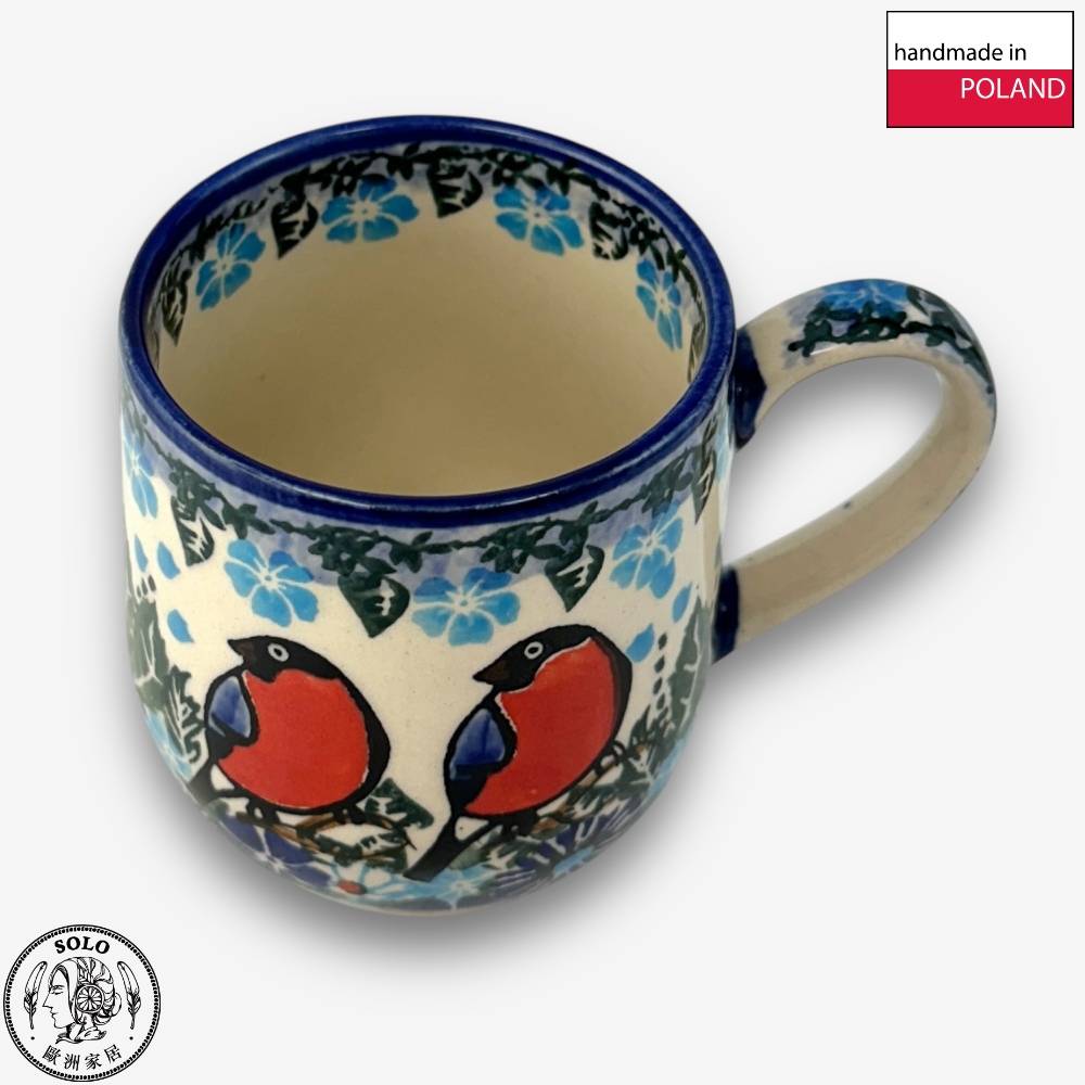 【SOLO Vintage】Cerraf Polish Pottery 320ml Mug Two Birds, Floral Whispers Series Made in Poland, , large