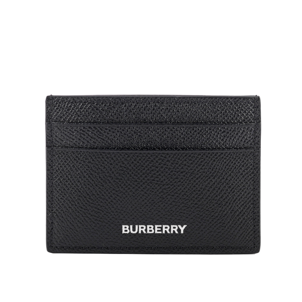BURBERRY 銀字Logo Sandon 牛皮4卡名片/卡片夾/黑色, , large