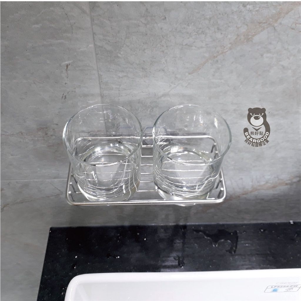 [熊好貼國際]多功能 瓶罐架 漱口杯架 調味瓶架304不銹鋼掛鈎無痕掛勾 廚房浴室收納 凹凸牆面可貼 置物架 舒適家, , large