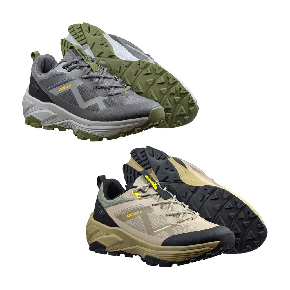 DIADORA迪亞多那 登峰戶外越野鞋 男運動鞋 男鞋 登山鞋 防潑水 輕量 彈性 吸衝 足弓支撐 穩定 防滑 灰 卡其, , large