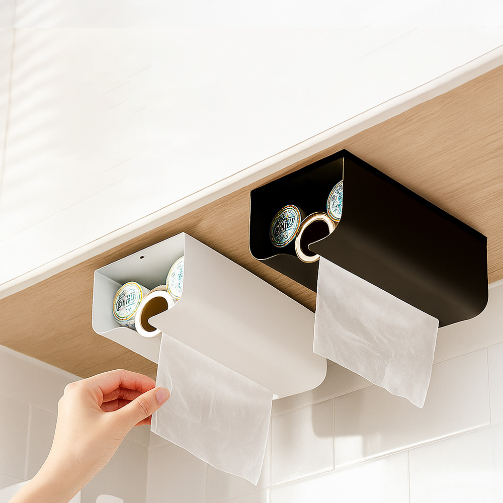 【上手家居】金屬壁掛面紙盒 黑色(面紙盒壁掛/衛生紙盒/衛生紙架/浴室面紙盒), , large