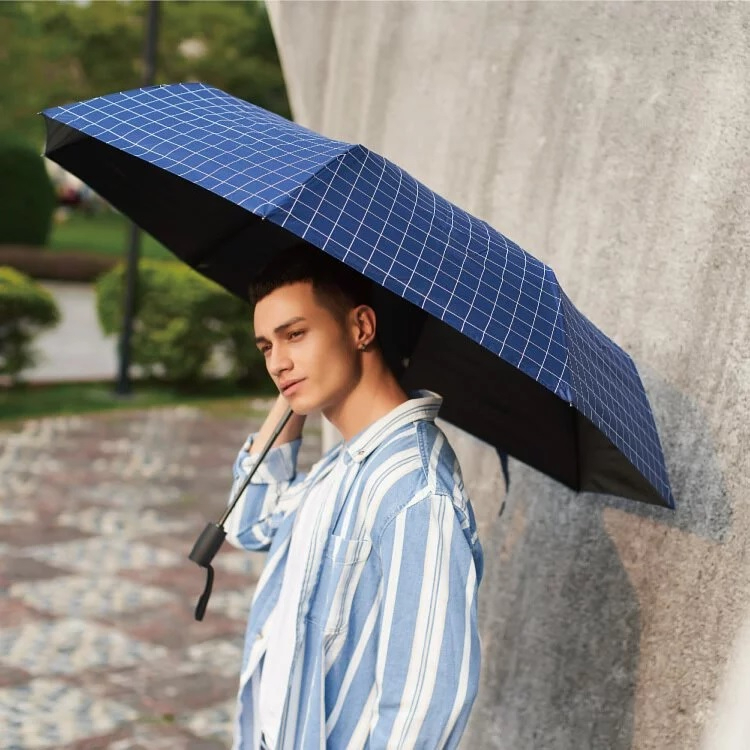 【周周生活】自動傘 現貨 折疊傘 遮陽傘 日系格紋 大雨傘 大傘面 陽傘  摺疊傘 折疊雨傘 晴雨傘 快速出貨, , large
