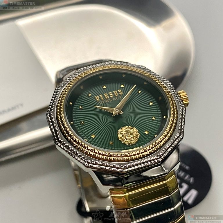 [星晴錶業]VERSUS VERSACE手錶,38mm,VV00088墨綠色錶面金銀錶殼金銀相間精鋼錶帶款, , large