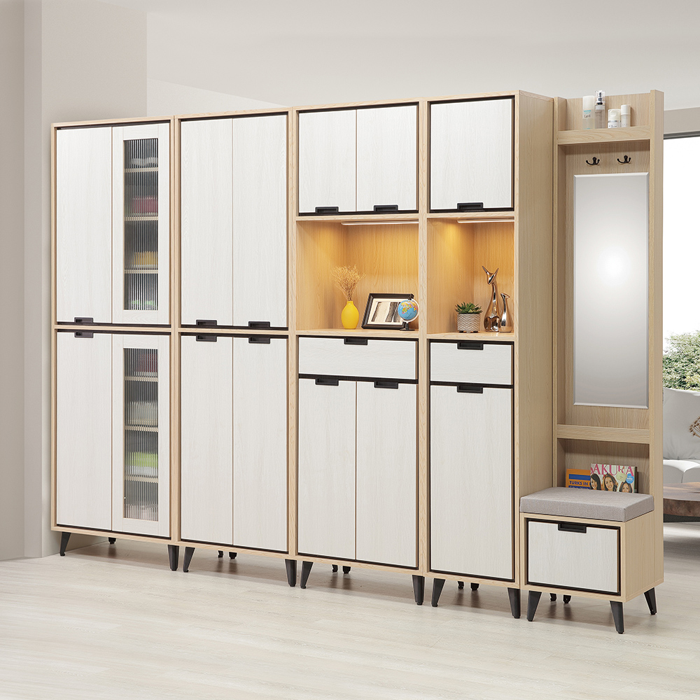 【唯熙傢俱】雷莎原木雙色2尺抽屜鞋櫃, , large