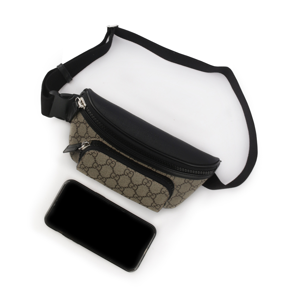GUCCI GG Supreme 塗層帆布及皮革腰包/咖啡色, , large