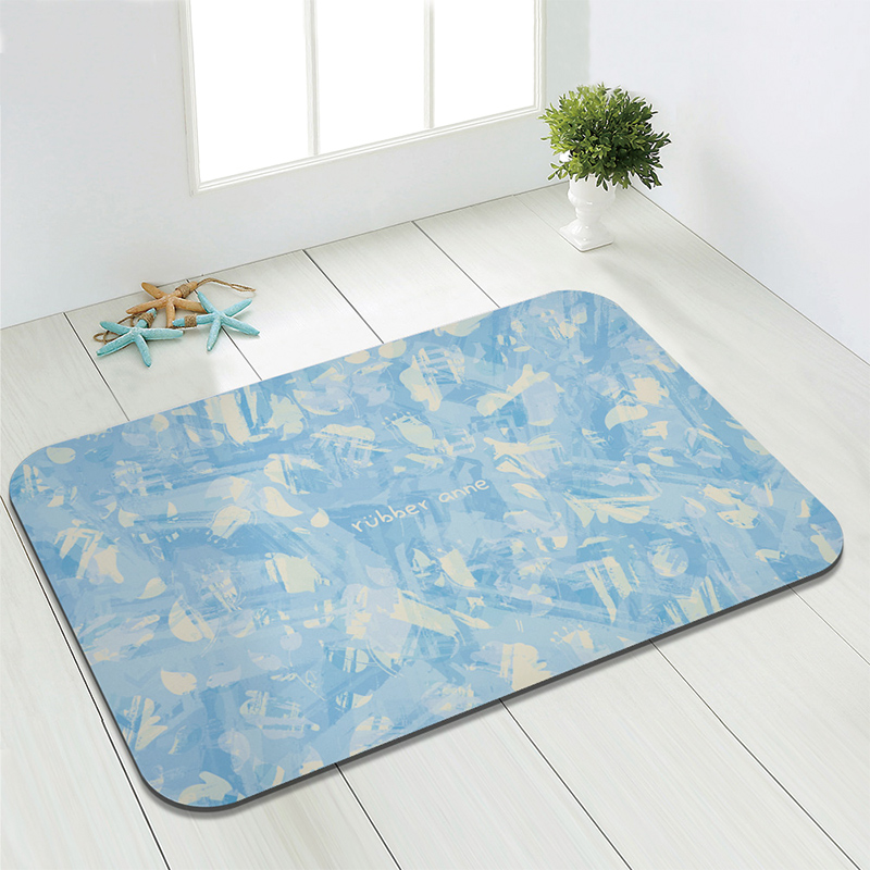 【Monster】 Soft Diatomaceous Earth Printed Absorbent Mat &ndash; Misty Sakura Tales (60x40cm) &ndash; Glacier Blue, , large