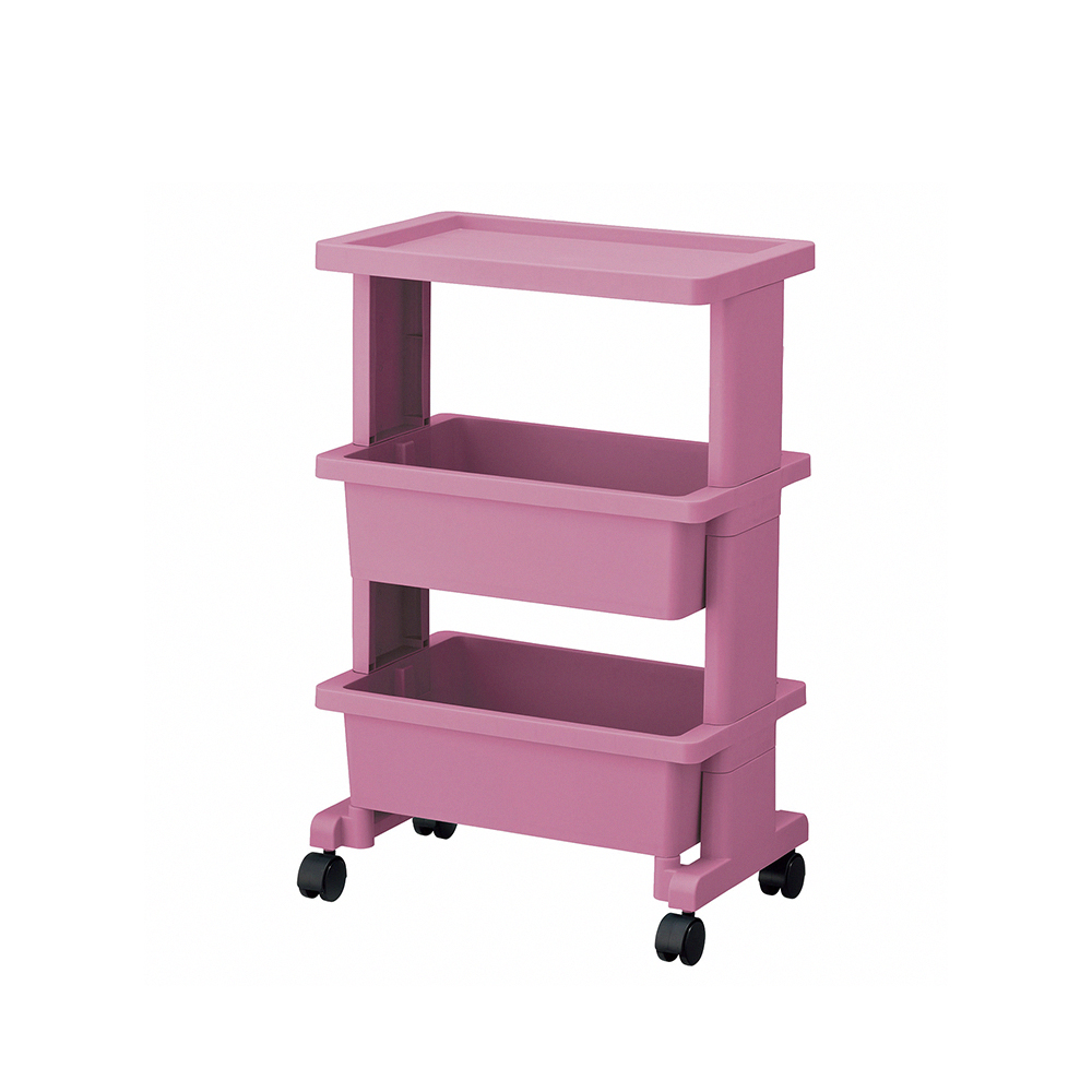 【JEJ ASTAGE】Japan-Made Multifunctional 3-Tier Utility Cart (Top Shelf Design / Storage Cart / Organizer Cart) – Pink, , large