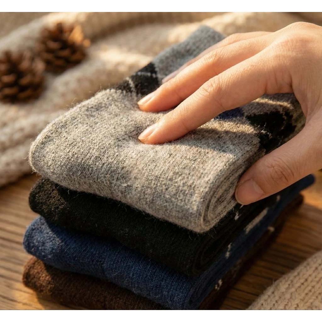 [凱美棉業]6雙組 隨機出色 冬日必備（男款）精緻保暖毛襪 防寒襪 保暖襪 毛襪 長襪 冬天襪-格紋款, , large