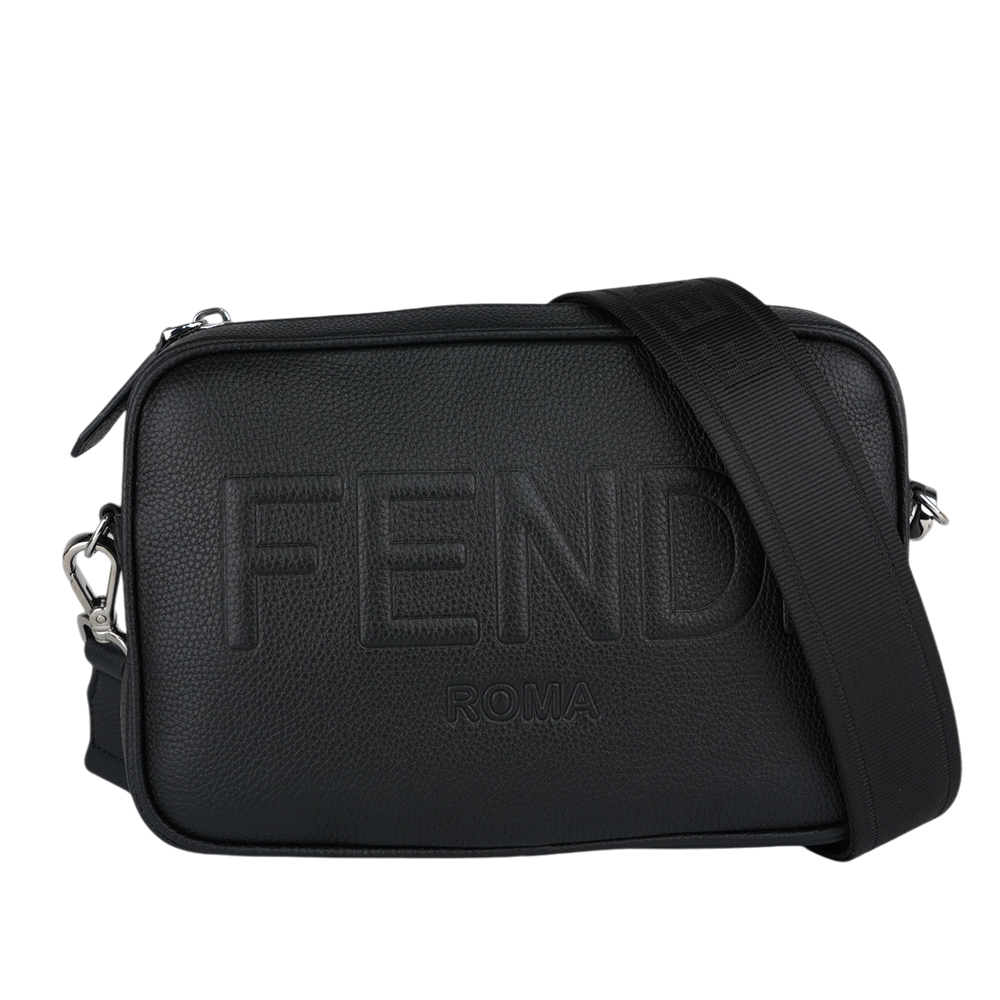 FENDI Roma 縫線標誌紋理皮革相機包/斜背包/黑色, , large