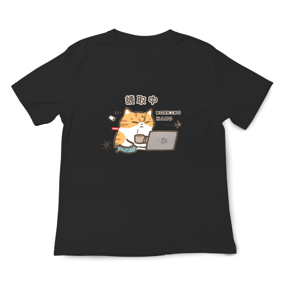 JZ TEE 橘貓-讀取中 印花短袖T恤, , large