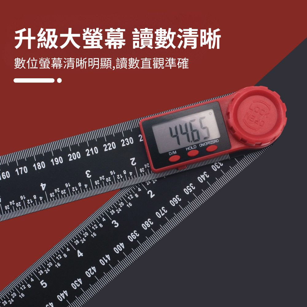 Digital angle ruler &ndash; black/red (plastic) 300mm, , large
