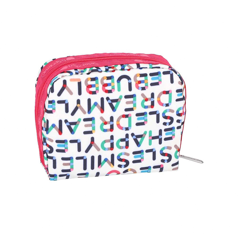 |快速出貨|Lesportsac Square Cosmetic 立體方形化妝包/ 趣味字母, , large