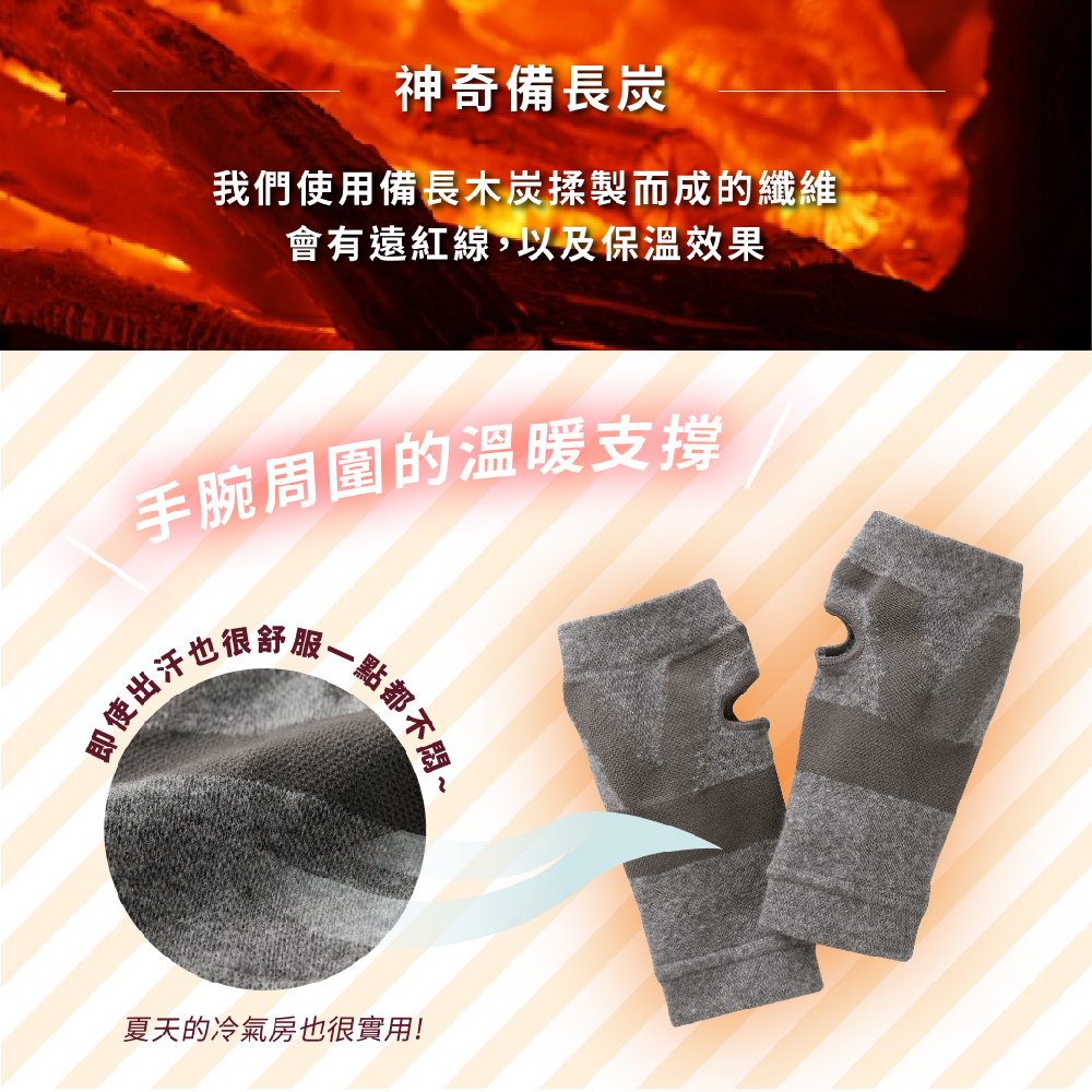 日本製【CERVIN】紅外線備長炭保暖護腕, , large