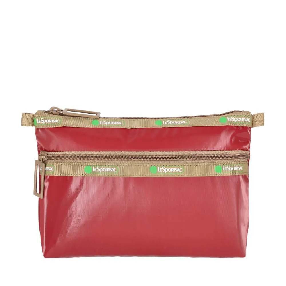 |快速出貨|Lesportsac Cosmetic Clutch 50周年雙層拉鍊收納化妝包/ 亮酒紅色, , large