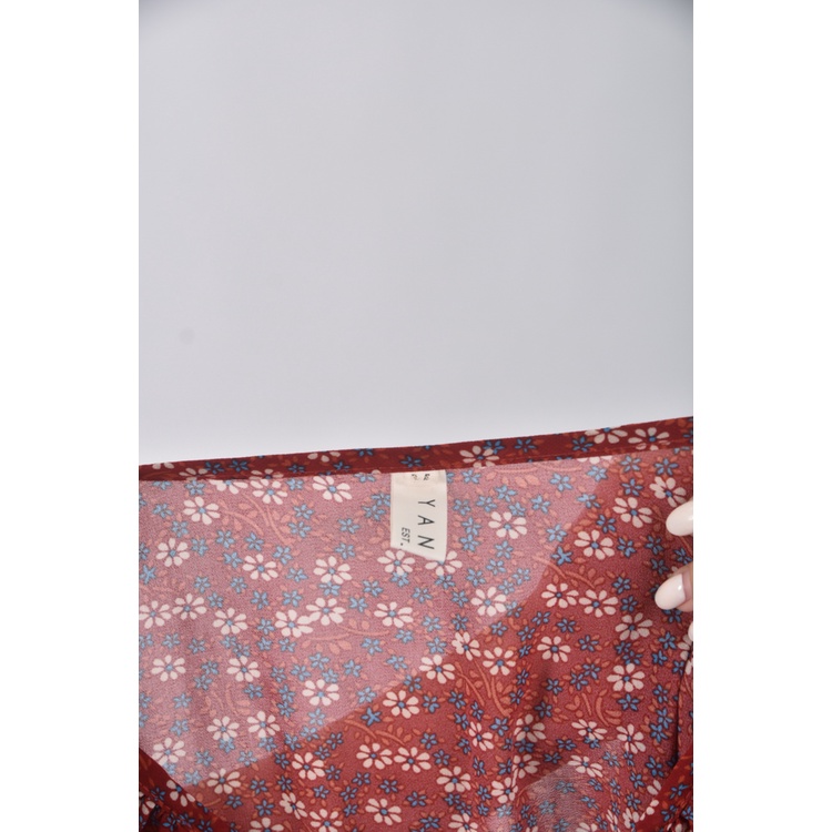 (L) yansoo碎花紅色長袖上衣二手衣, , large