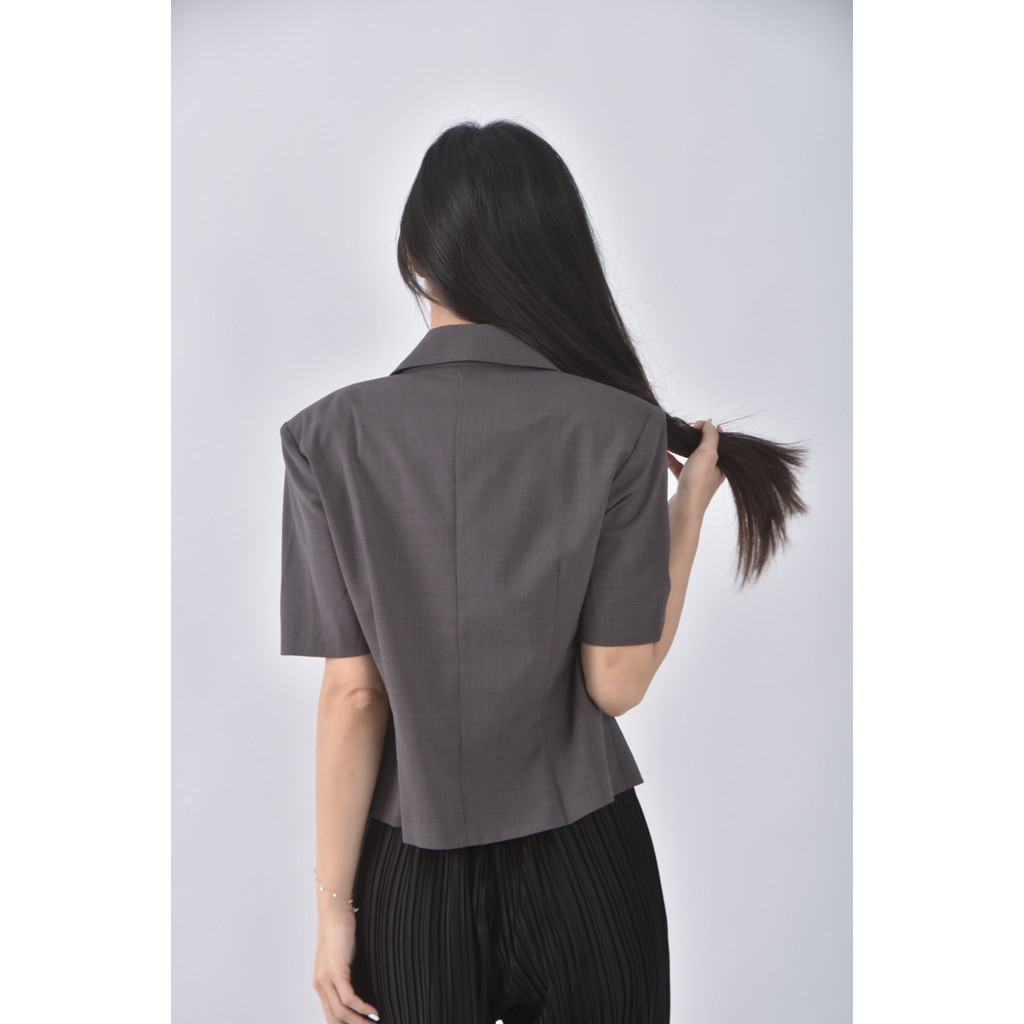 (M) 原創草堂翻領灰色外套二手衣, , large