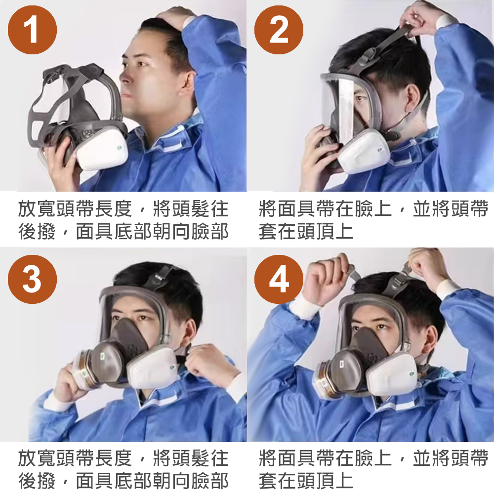 台灣現貨！6800全罩防毒面具 雙罐式 5N11濾棉 防塵 6001濾盒濾毒罐 呼吸道防護 護目鏡 防塵N95 非3M, , large