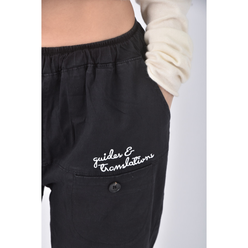 (XL) 高腰寬鬆黑色長褲二手衣, , large