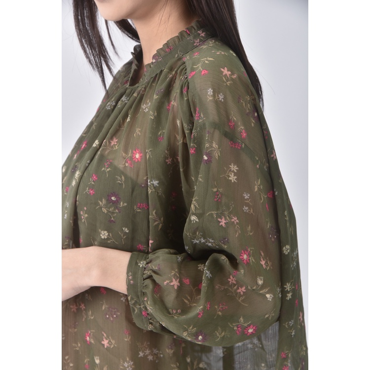 (S) uniqlo碎花綠色長袖上衣二手衣, , large