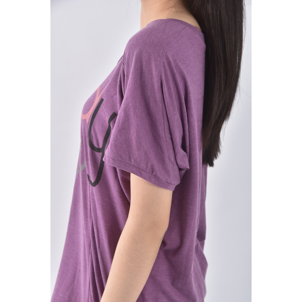 (M) frees shop棉質文字紫色短袖上衣二手衣, , large