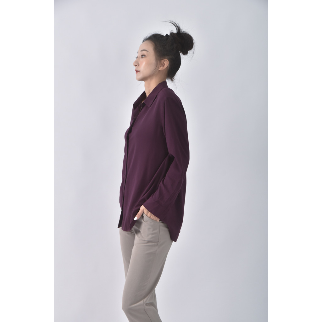 (L) uniqlo簡約紫色襯衫上衣二手衣, , large
