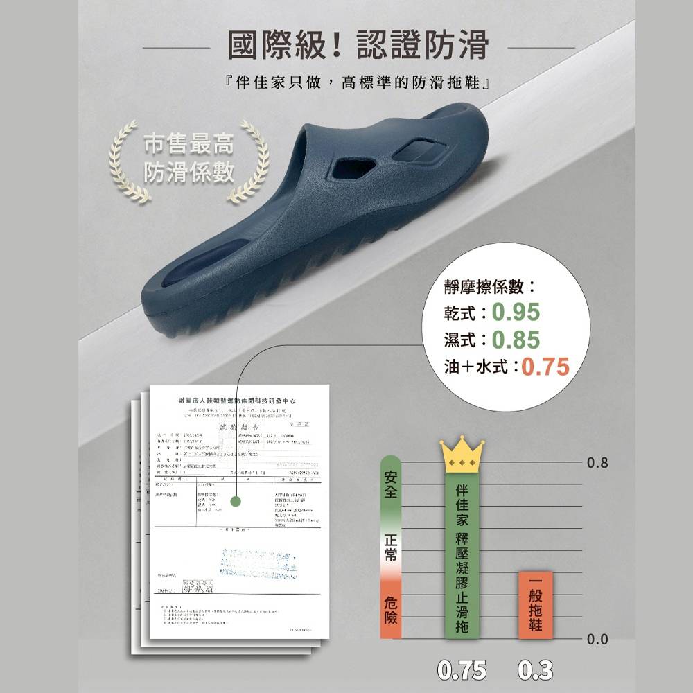 (e鞋院)伴佳家釋壓凝膠止滑鞋 防滑拖鞋 老人/孕婦專用 橄欖綠25CM, , large