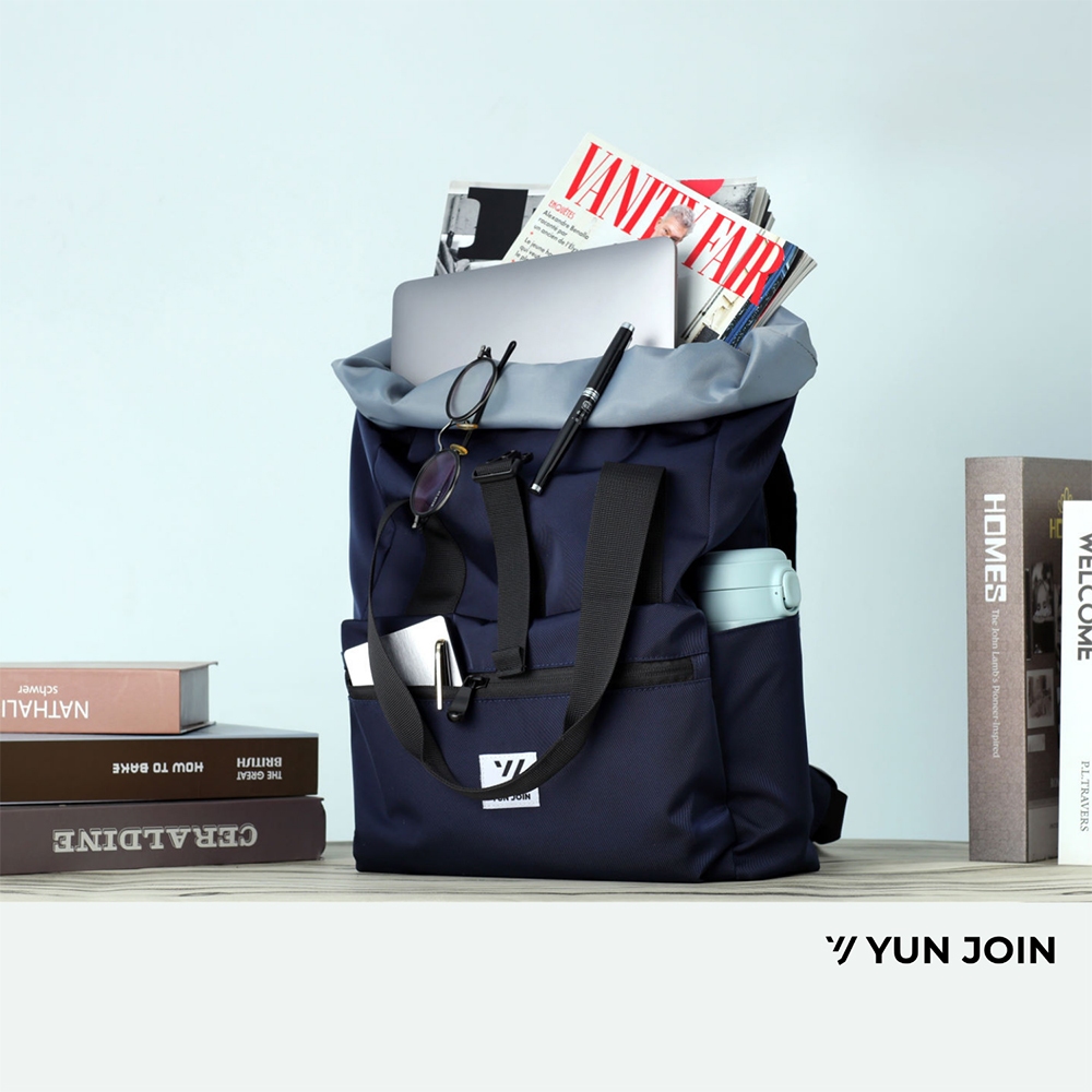 【YUNJOIN】TWILL-時尚多功能輕量後背包-藍色 電腦包 背包 旅行包 書包 上班族 通勤 開學, , large