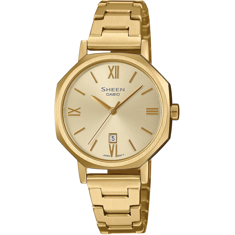 CASIO 卡西歐 SHEEN 八角形鍊帶女錶 SHE-4554G-9A, , large