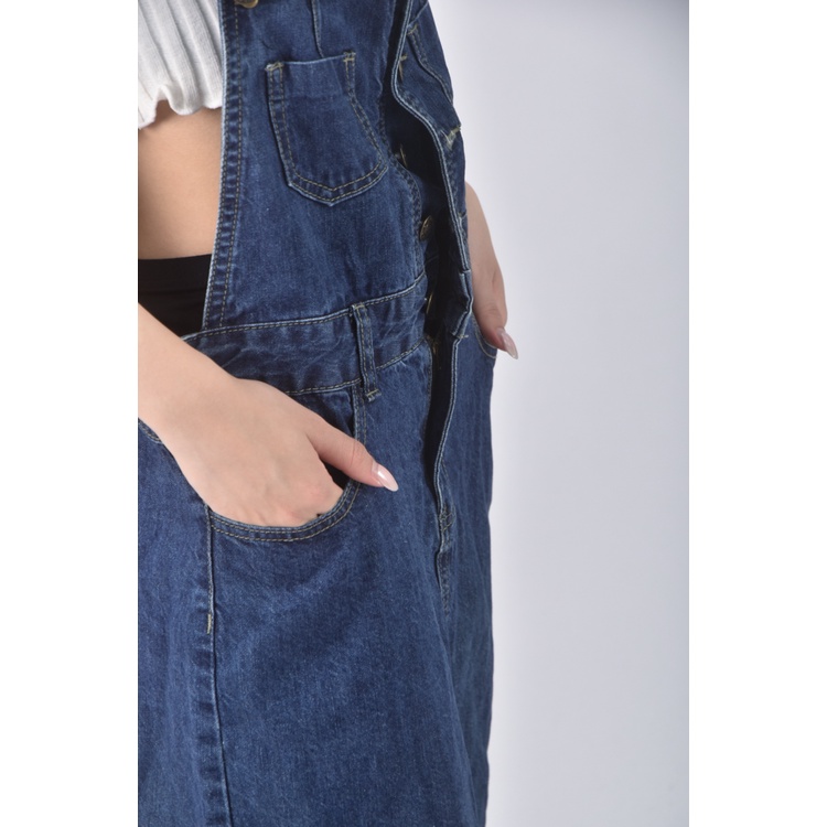 (XL) i jeans吊帶丹寧牛仔藍色長裙二手衣, , large