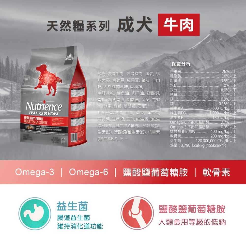 【拉拉寵物小舖】紐崔斯 狗飼料 天然系列 成犬牛肉2.27公斤, , large