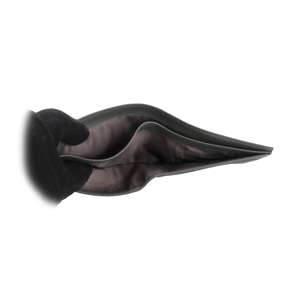 PRADA 三角牌Logo粒紋牛皮對開8卡短夾/灰色, , large