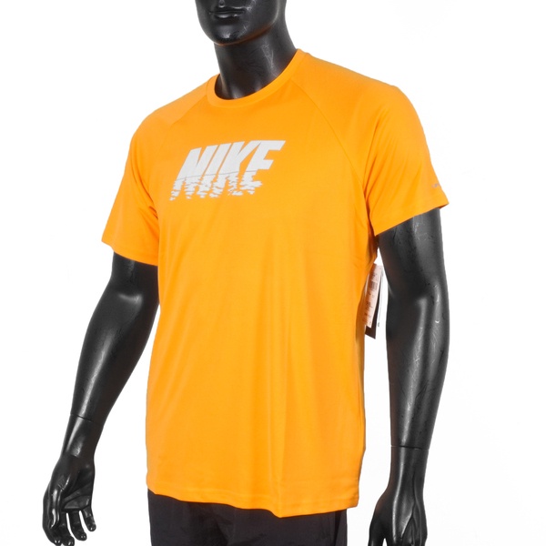 Nike Sunset Logo 男 短袖 上衣 T恤 抗UV 速乾 運動 訓練 戲水 黃 [NESSC690-724]