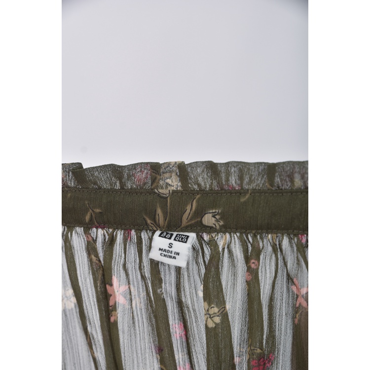 (S) uniqlo碎花綠色長袖上衣二手衣, , large