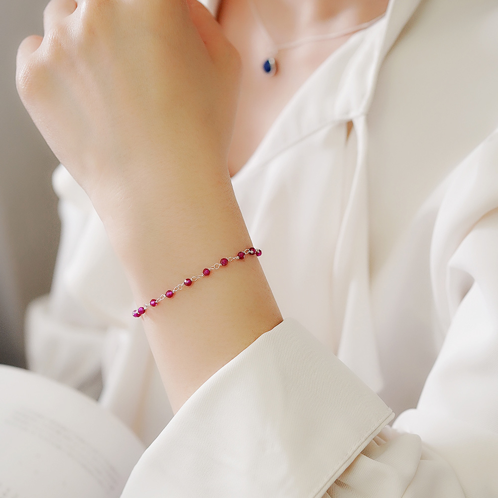 Garnet Curtain Sterling Silver Bracelet, , large