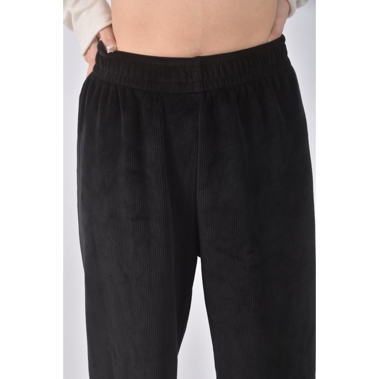 (S) 高腰質感燈心絨黑色長褲二手衣, , large