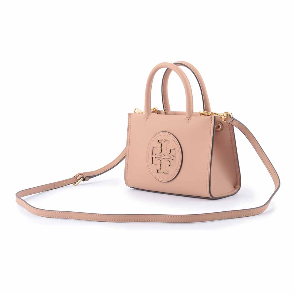 Tory Burch Ella 圓形標誌牛皮迷你二用托特包/藕粉色, , large