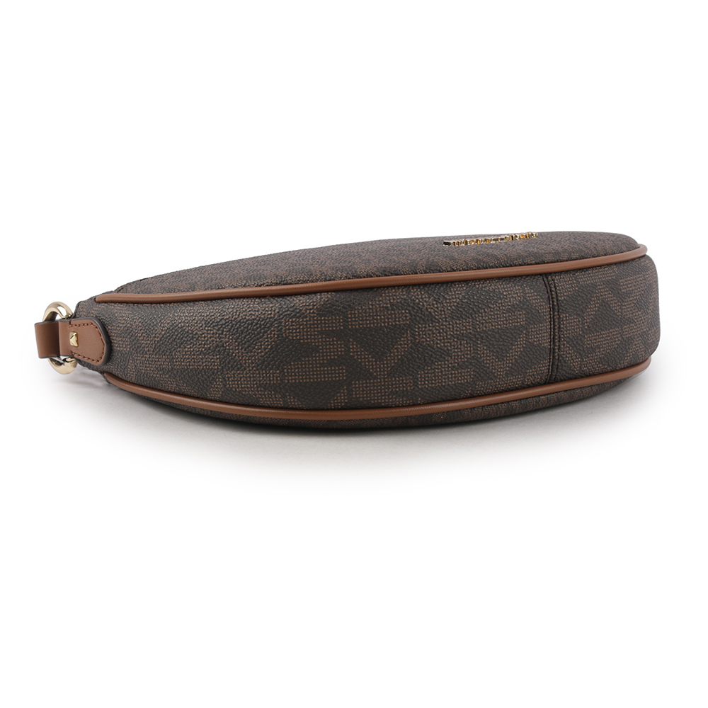 Michael Kors Dover 金字版滿塗層帆布半月形斜背包/咖啡色, , large