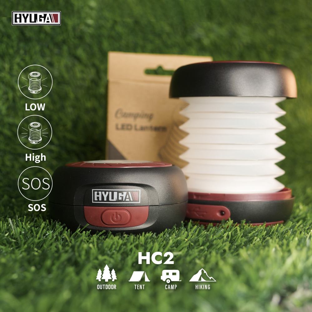 【HYUGA】伸縮折疊LED露營燈 雙模式充電 雙光源 復古輕時尚 睡帳小燈 氣氛燈 小夜燈 HC2, , large
