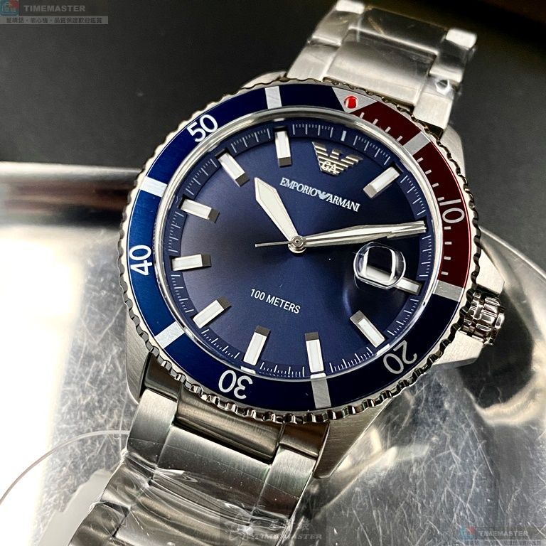 [星晴錶業]ARMANI手錶,42mm,AR00020寶藍色錶面寶藍錶殼銀色精鋼錶帶款, , large