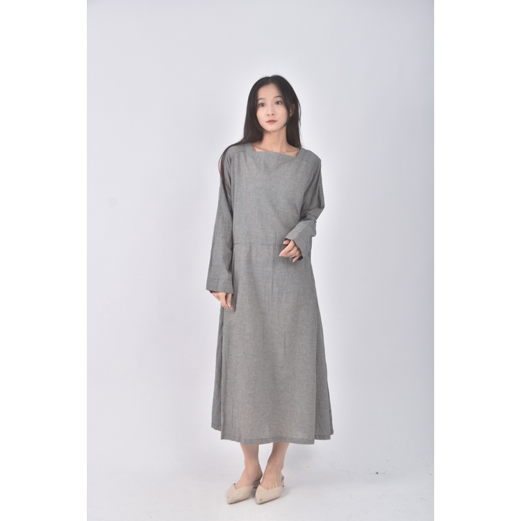 (F) bliss bunch質感方領灰色洋裝二手衣, , large