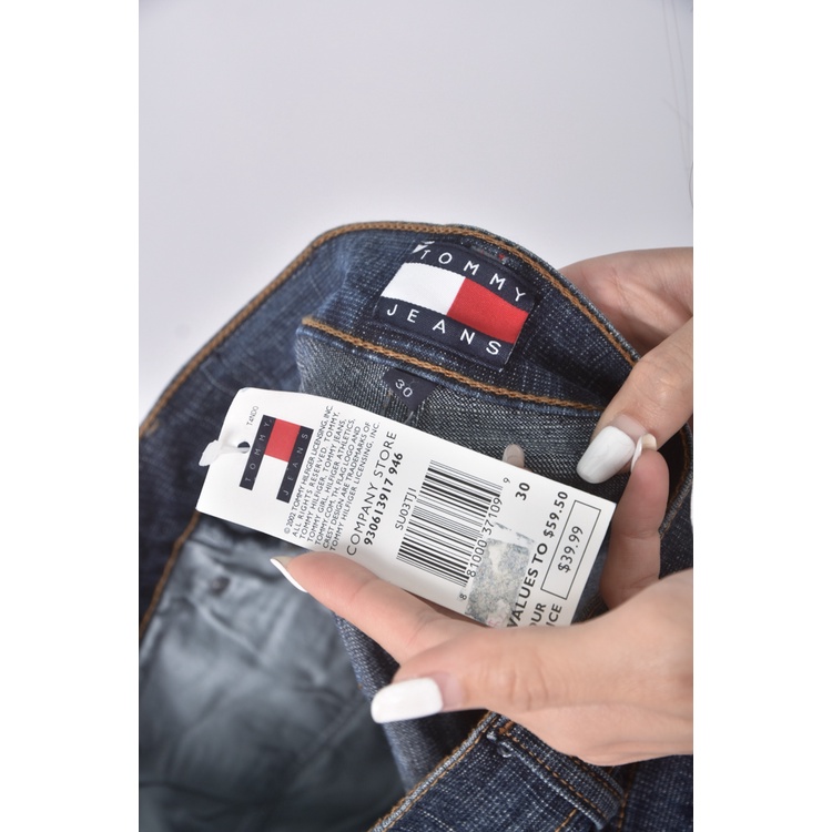 (2XL) tommy jeans高腰丹寧牛仔質感棉質五分藍色短褲二手衣, , large